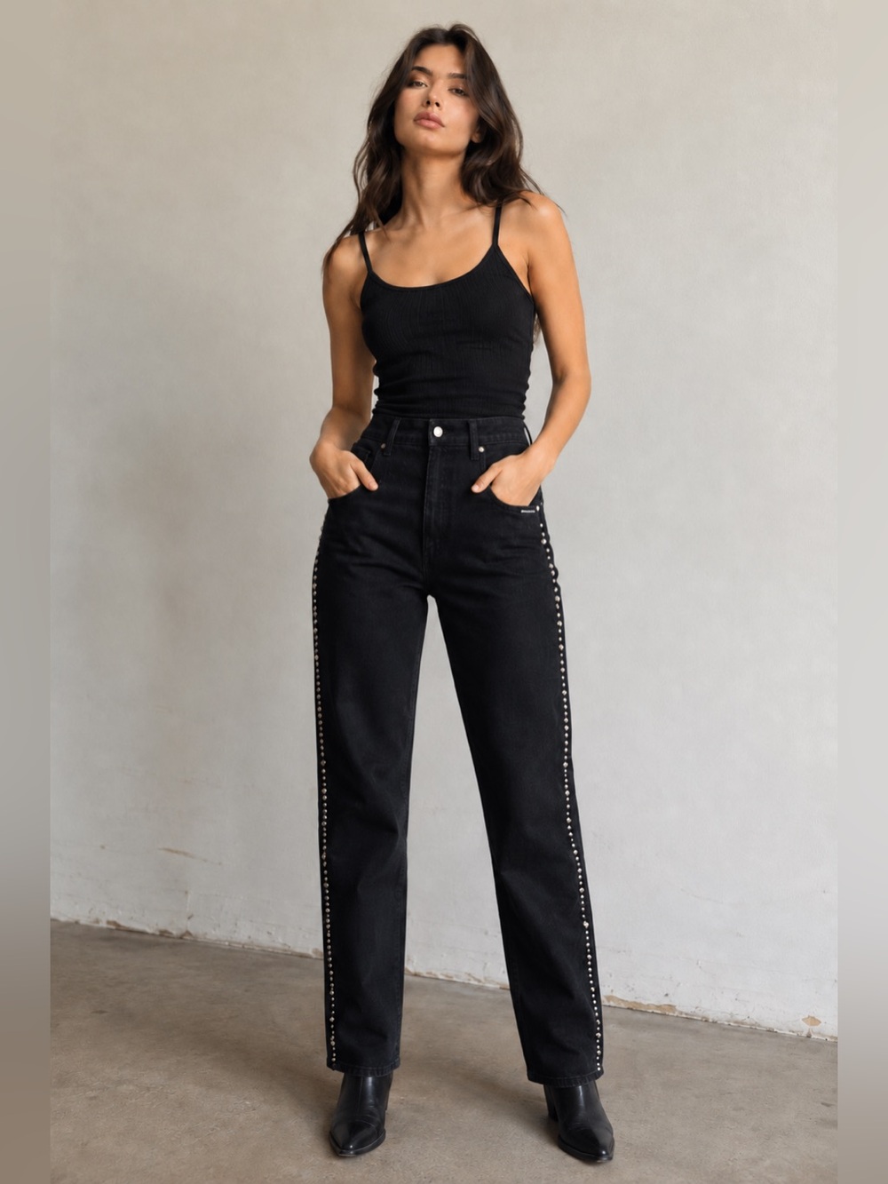 Vintage Western Ethics High Rise Black Studded Jeans